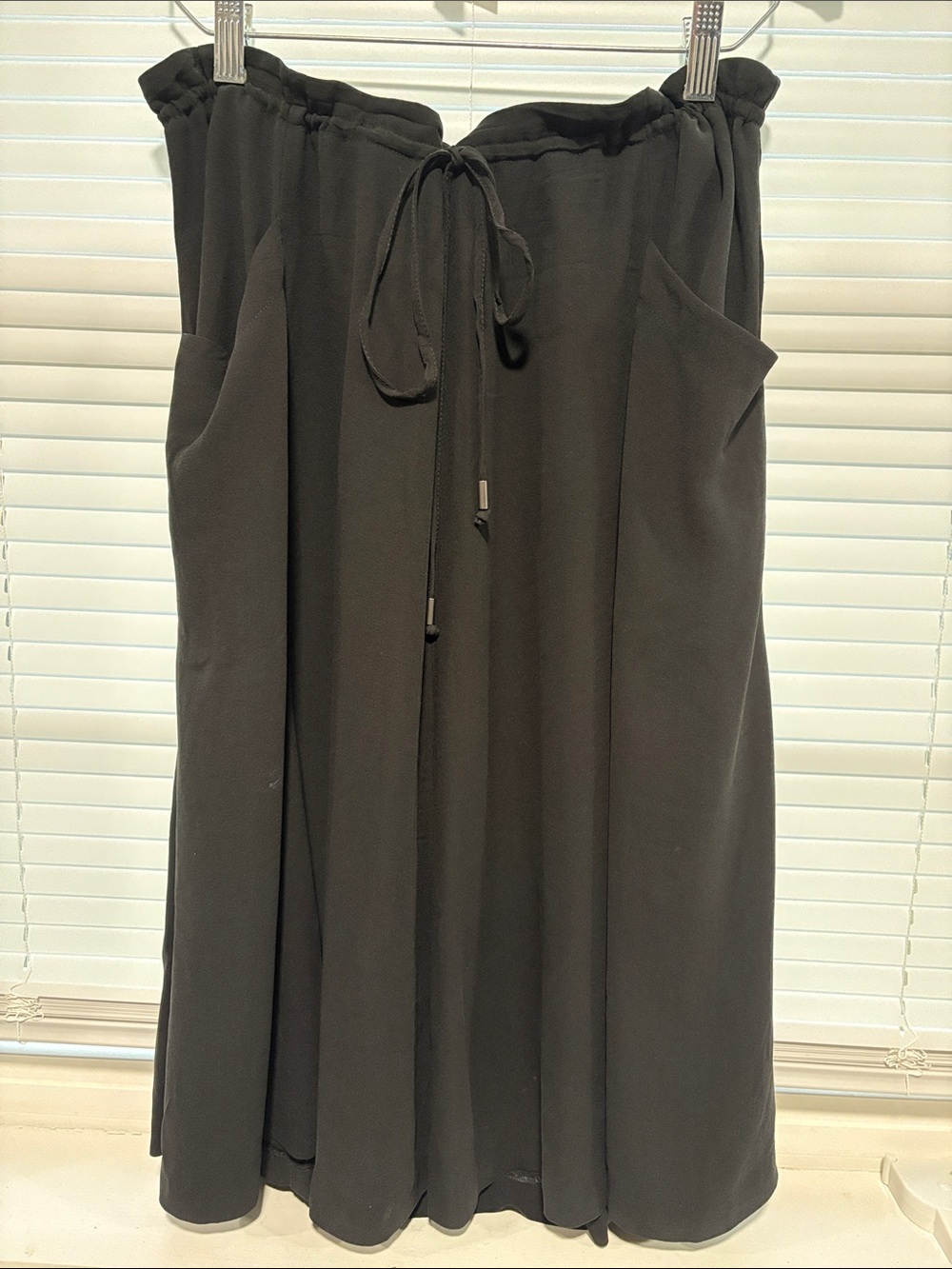 Eileen Fisher Black Drawstring A-Line Skirt